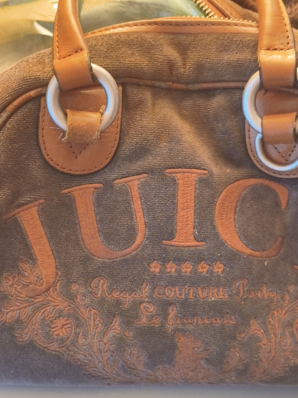 Vintage Juicy Couture Brown Suede Tote with Tan Leather Trim
